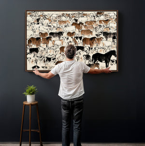 Farmhouse Animals Horse Longhorn Cow Wall Art Canvas Print -