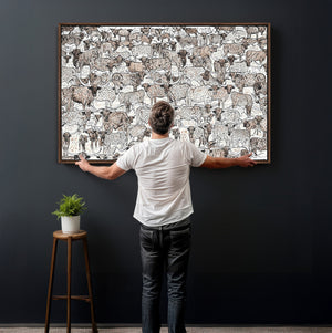 Abstract Texas Cow Wall Art Canvas Print - Farm Longhorn