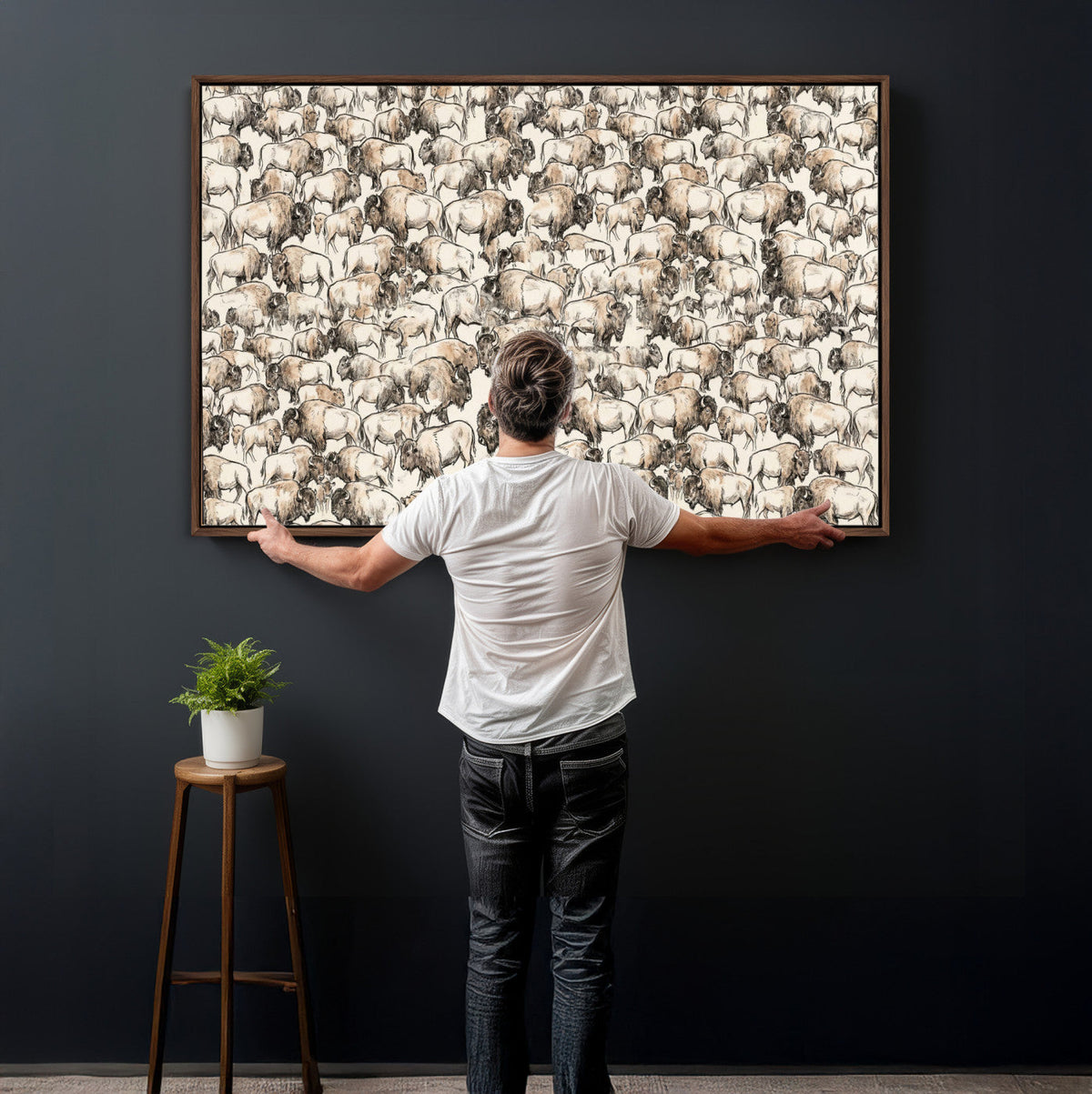 American Bison Canvas Print - Abstract Buffalo Wall Art