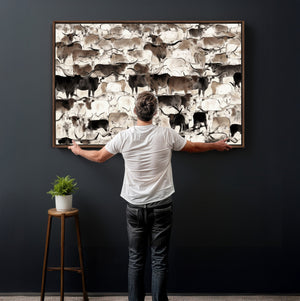 Abstract Texas Longhorn Print - Longhorn Herd Print for