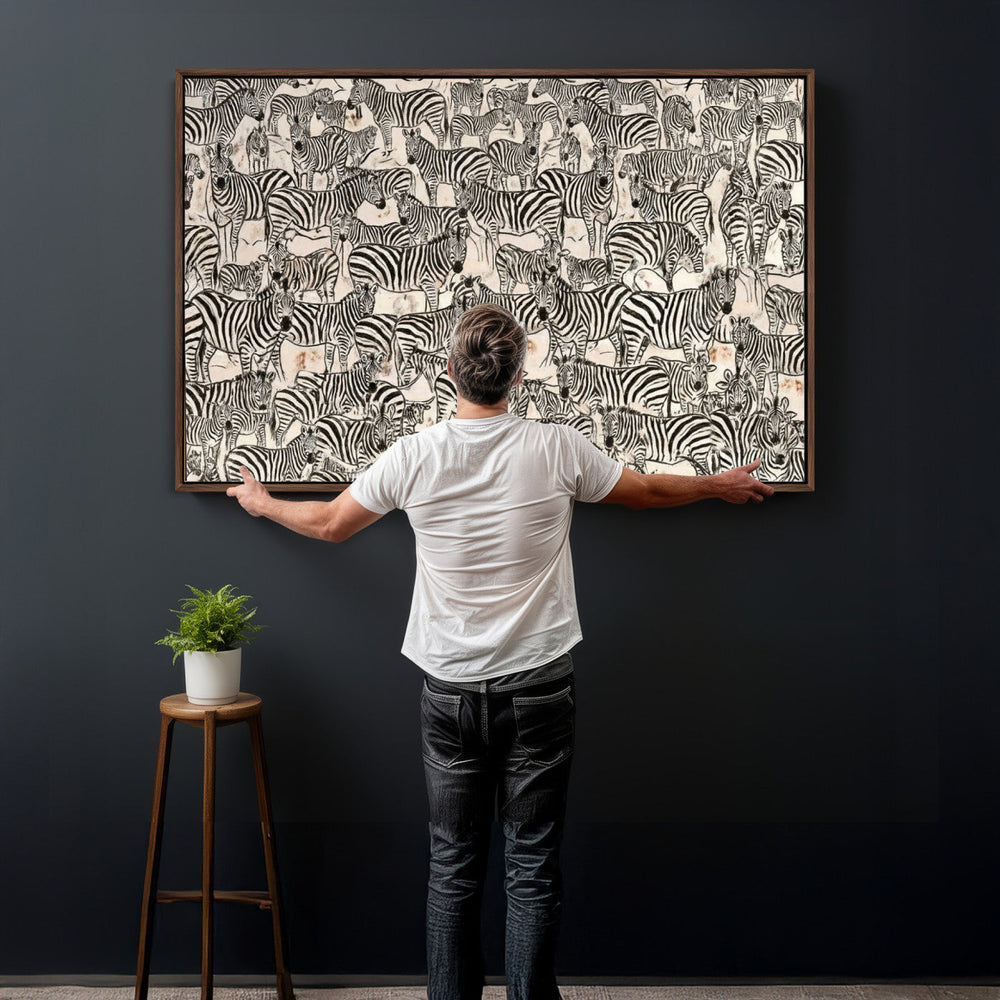 Abstract Zebra Wall Art Canvas Print for Farmhouse Decor