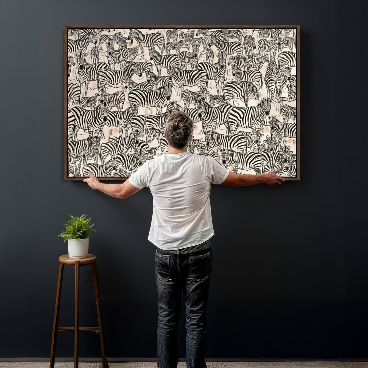 Abstract Zebra Wall Art Canvas Print for Farmhouse Decor