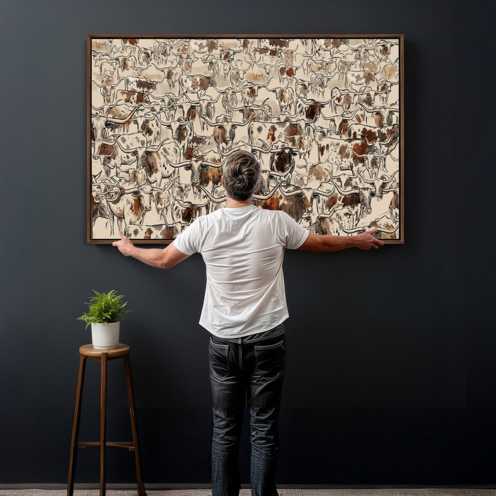 Abstract Longhorn Wall Art Canvas Print - Farm Animal