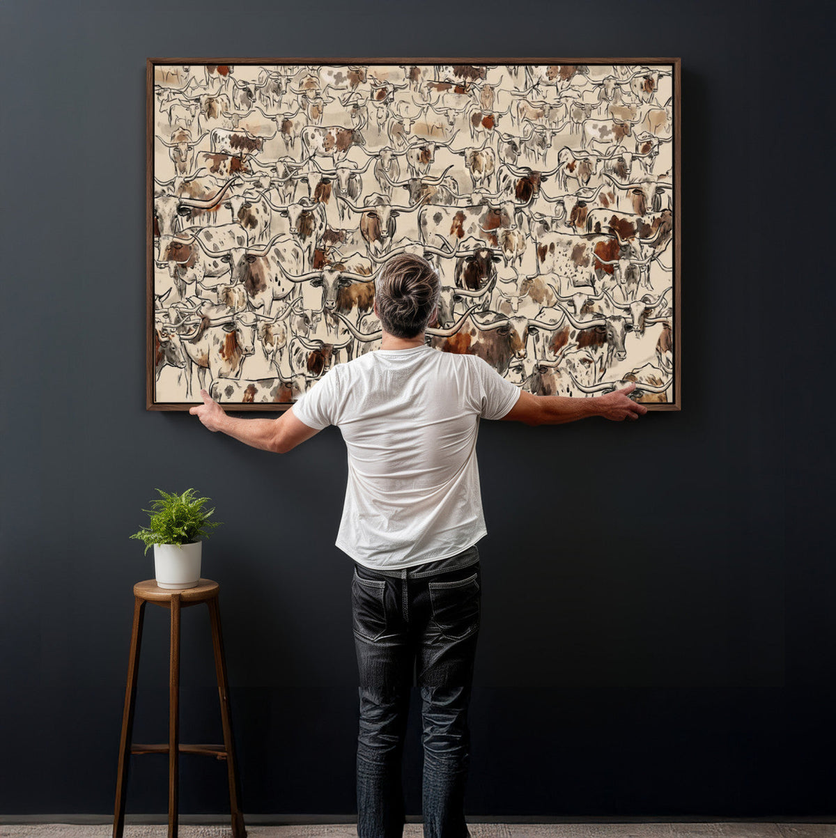 Abstract Longhorn Wall Art Canvas Print - Farm Animal