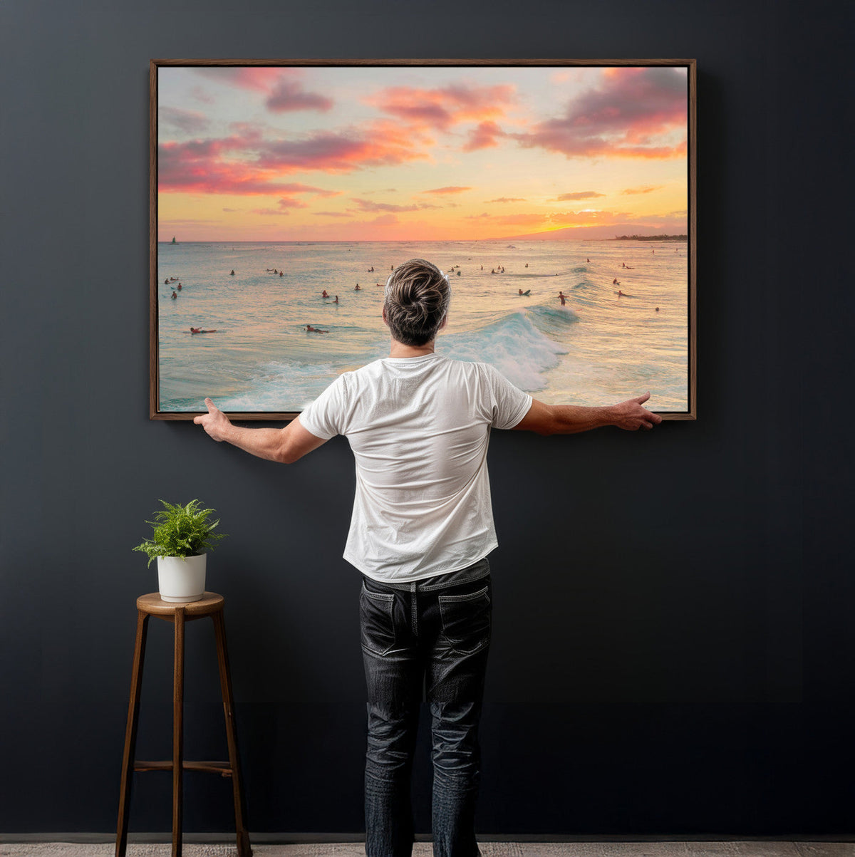 Sunset Beach Wall Art Canvas Print – Soft Coastal