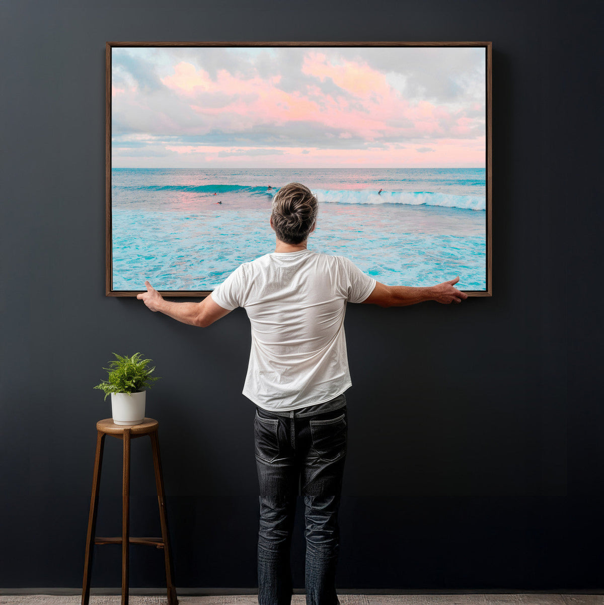 Ocean Wave Wall Art Canvas Print, Pastel Surf Seascape