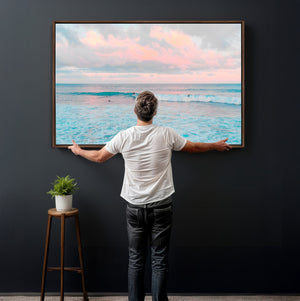 Ocean Wave Wall Art Canvas Print, Pastel Surf Seascape