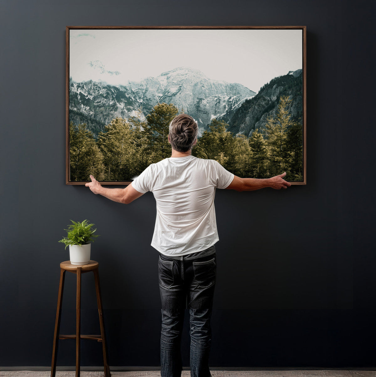 Mountain Forest Wall Art Canvas Print, Alpine Landscape