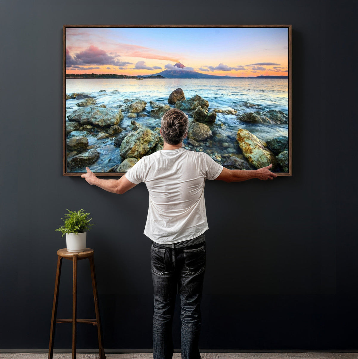 Mayon Volcano Seascape Wall Art Canvas Print, Tropical Ocean
