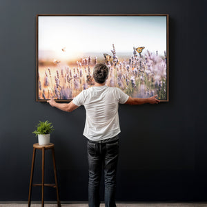 Lavender Field Wall Art Canvas Print, Butterfly Floral
