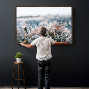 Frosted Fern Wall Art Canvas Print, Soft Winter Botanical