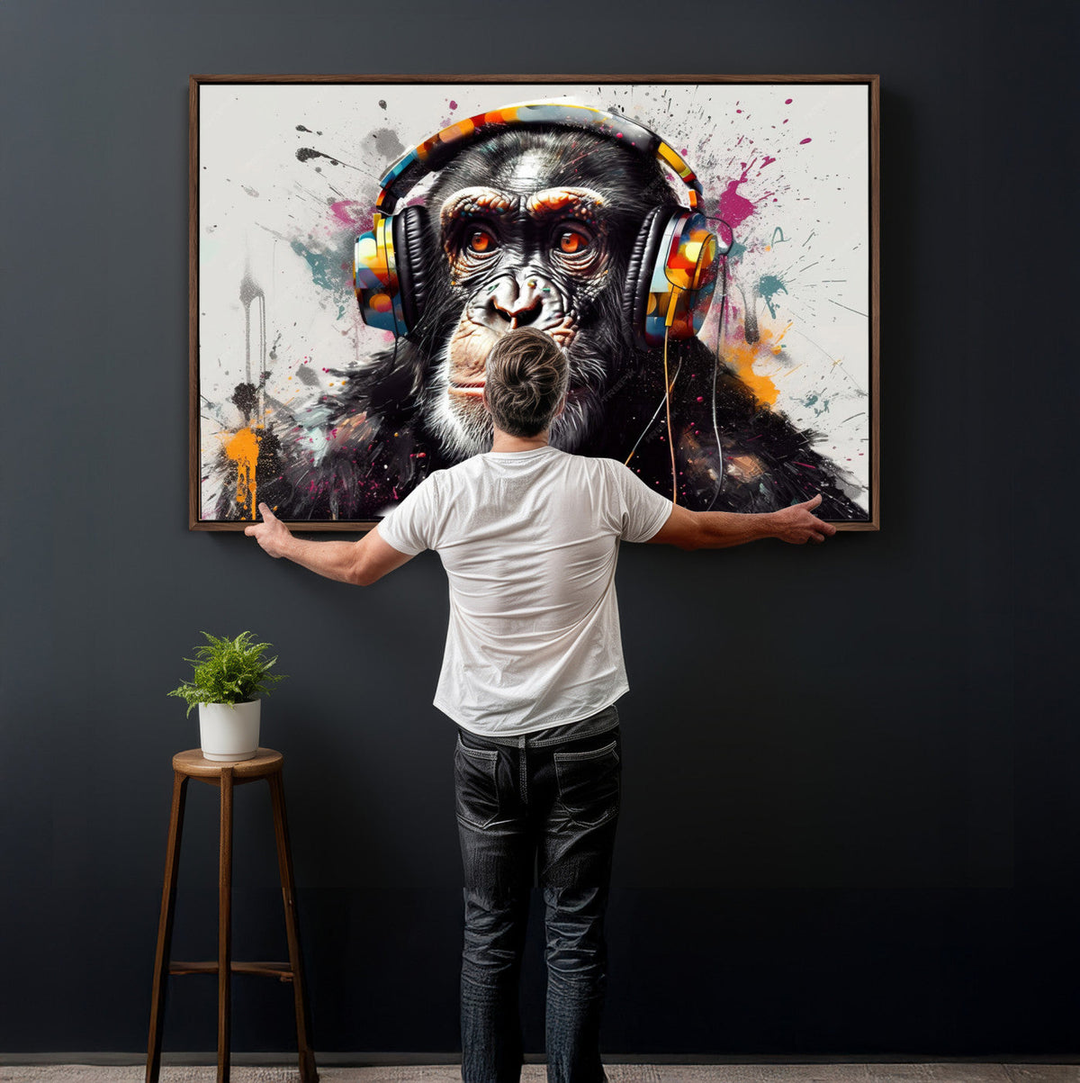 Dj Monkey Wall Art Canvas Print – Colorful Pop Art Banksy