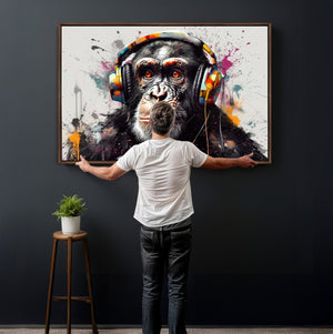 Dj Monkey Wall Art Canvas Print – Colorful Pop Art Banksy