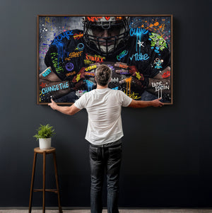 Graffiti American Football Player Street Art Wall Art Canvas