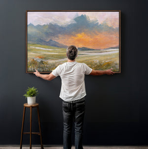Mountain Sunset Wall Art Canvas Print Vintage Landscape