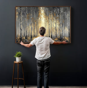 Abstract Birch Forest Wall Art Canvas Print – Modern Neutral