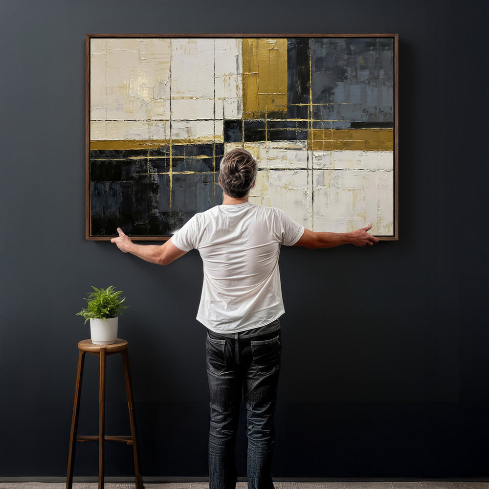 Abstract Gold and Black Wall Art Canvas Print – Modern