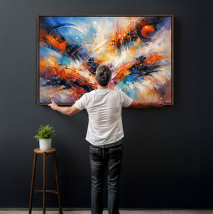 Lyrical Abstraction Wall Art Canvas Print, Orange Blue