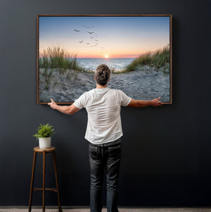 Sandy Dune Path Sunset Canvas Wall Art — Seagulls Beach