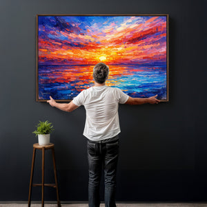 Colorful Knife Ocean Sunset Canvas — Orange Pink Teal