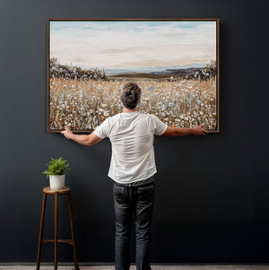 Neutral Wildflower Field Canvas Wall Art — Beige Earth Tone