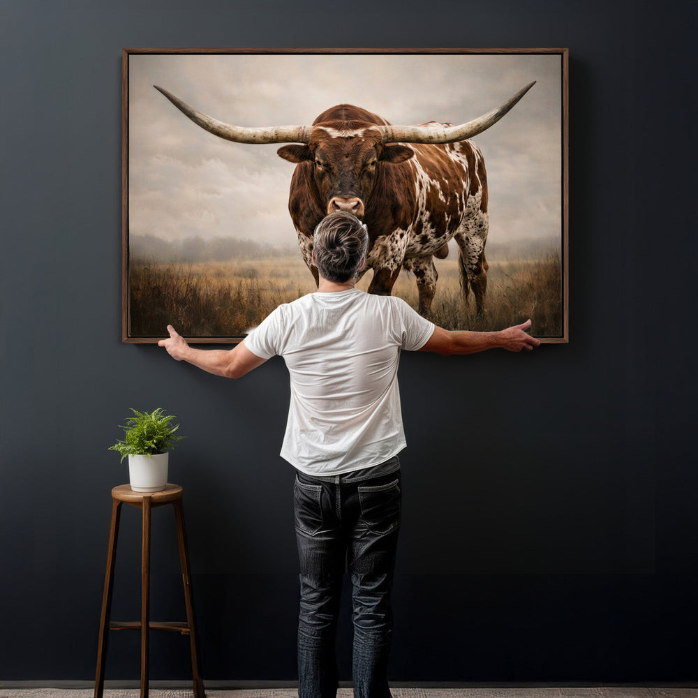 Texas Longhorn Canvas Wall Art Western Bull Desert Moody