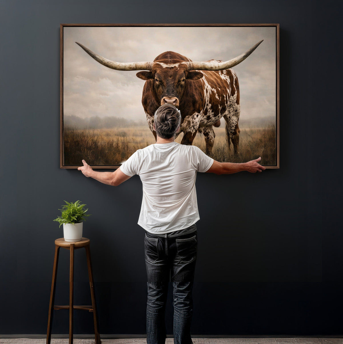 Texas Longhorn Canvas Wall Art Western Bull Desert Moody