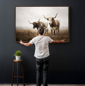 Texas Longhorn Canvas Wall Art Western Bull Desert Moody