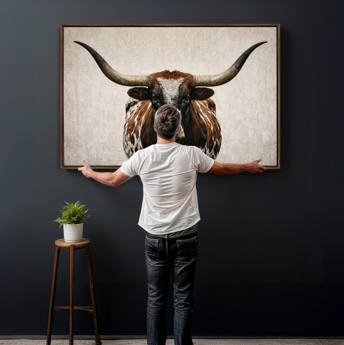 Texas Longhorn Canvas Wall Art Western Bull Desert Moody