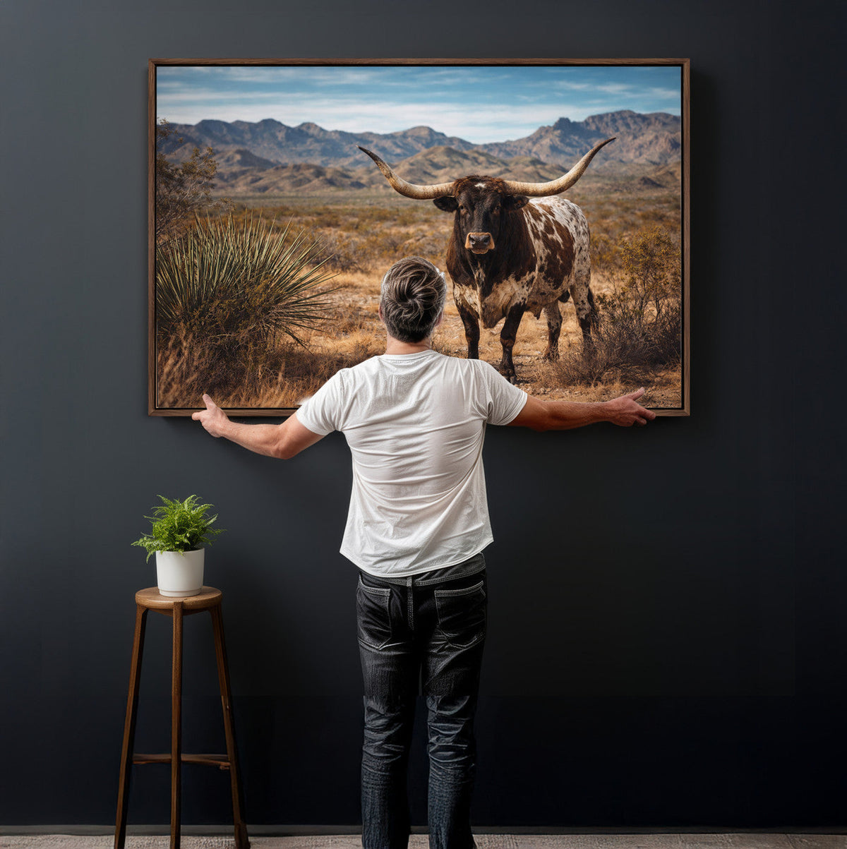 Texas Longhorn Canvas Wall Art Western Bull Desert Moody