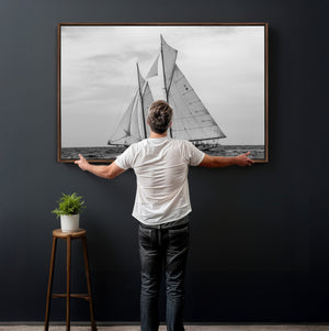 Vintage Sailboat Wall Art Canvas Print, Black and White
