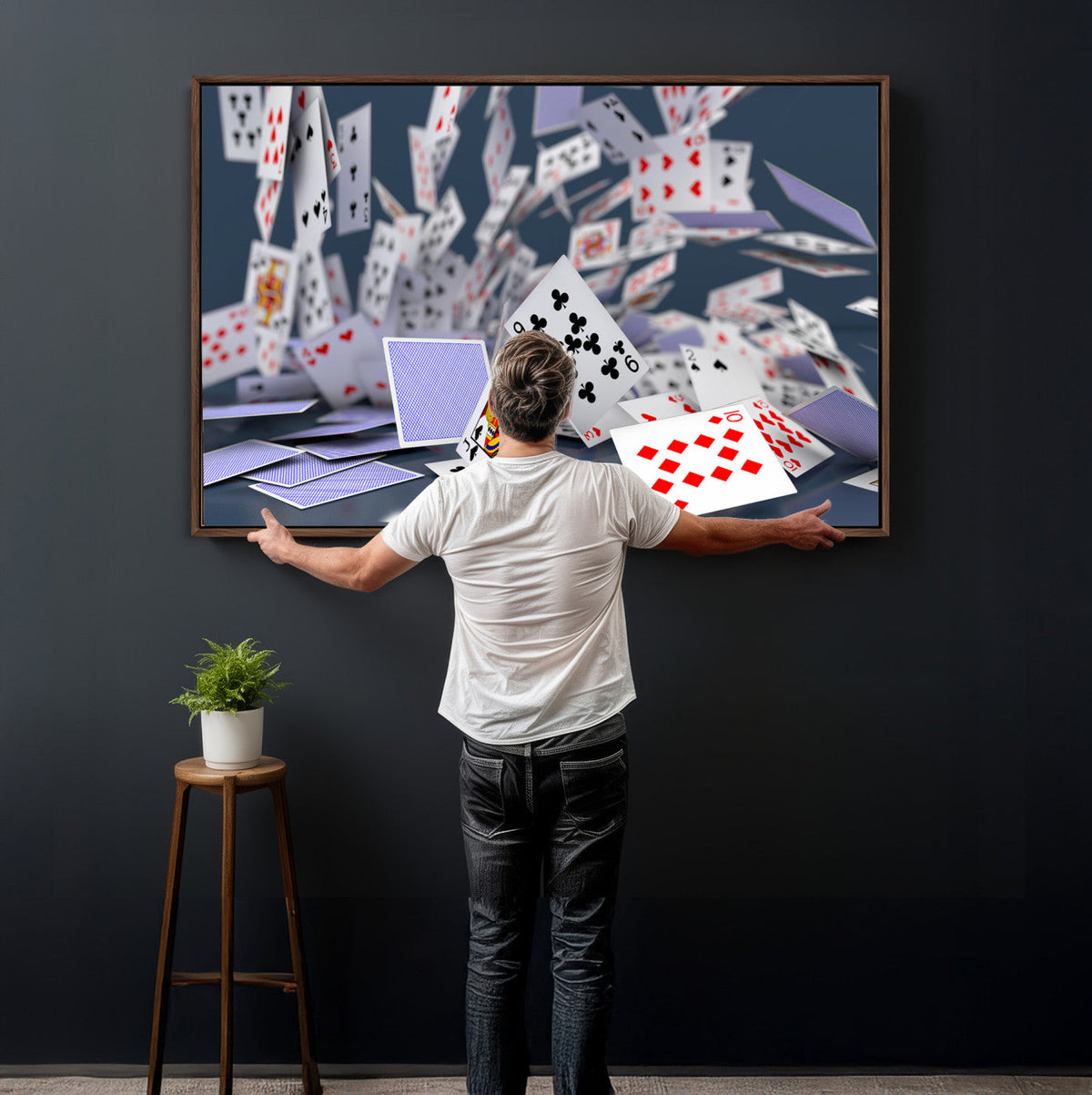 Playing Cards Canvas Wall Art | Casino Game Room Decor,