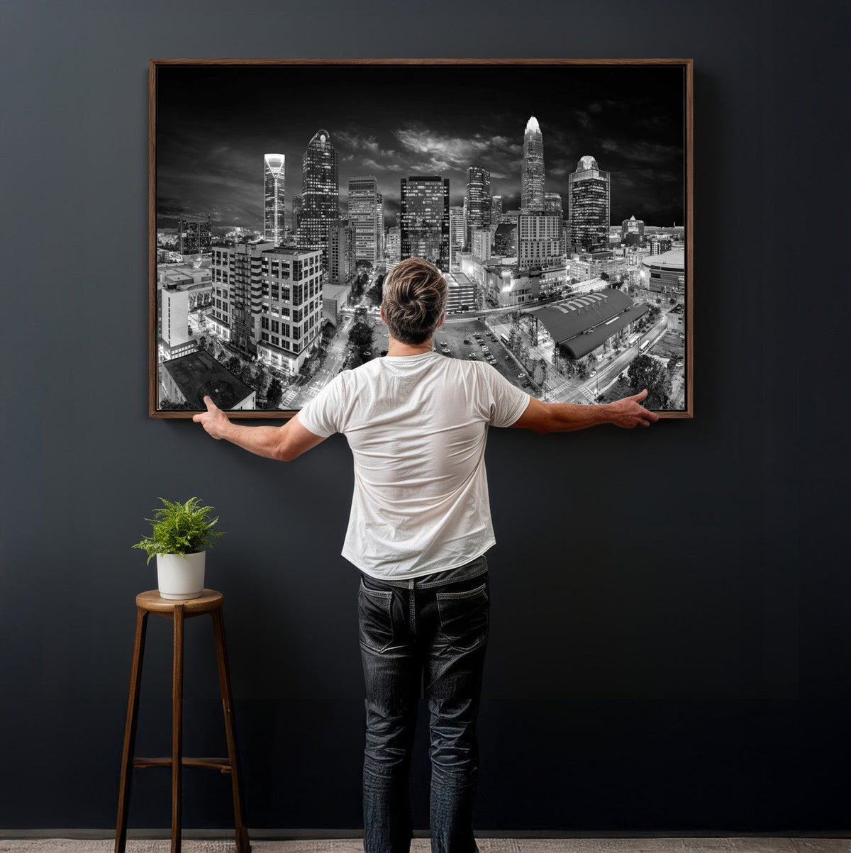 Charlotte Skyline Canvas Wall Art Print – North Carolina Cityscape Photography Print
