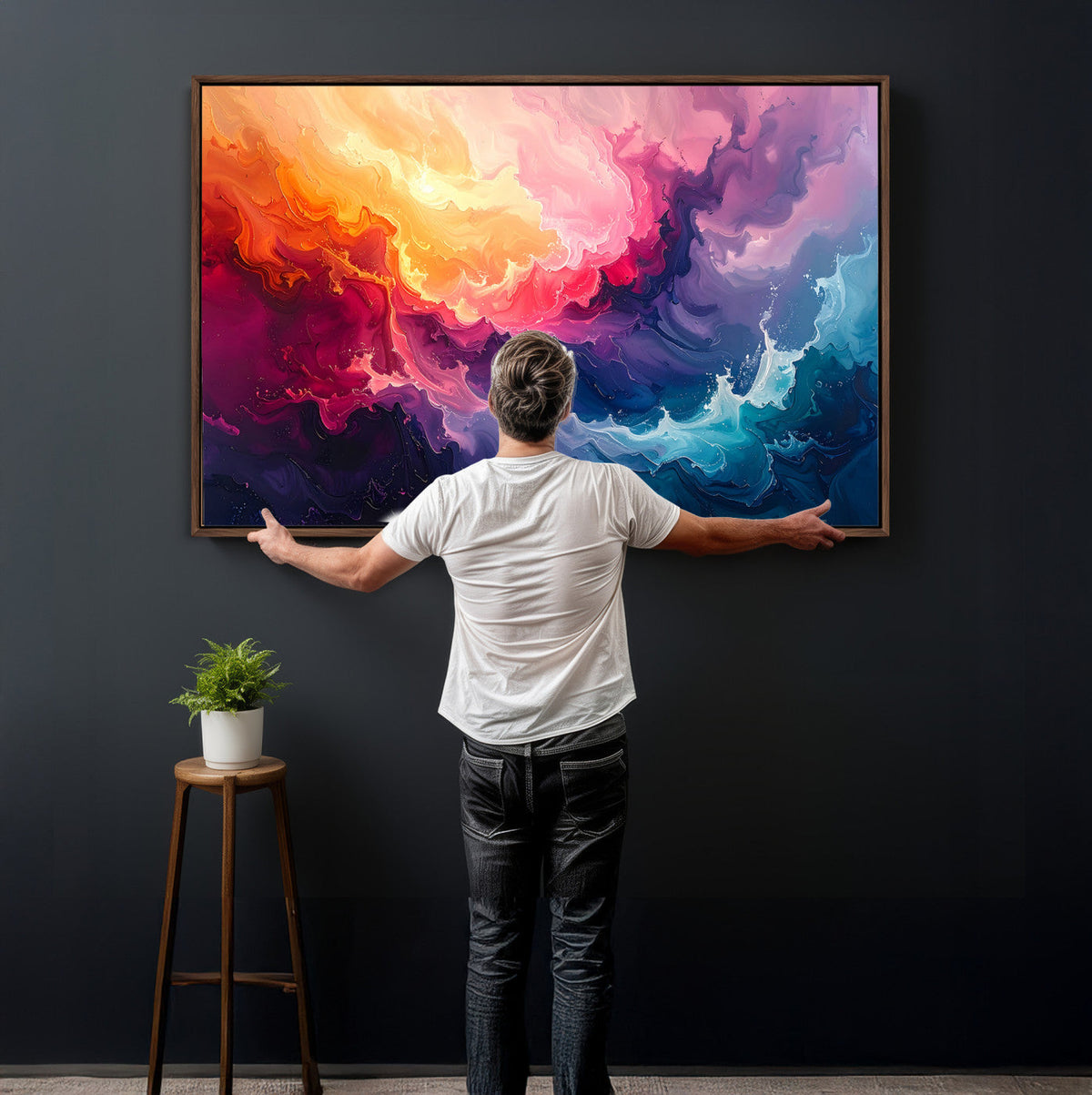 Colorful Abstract Canvas Wall Art Print, Vibrant Popup Color Art Print
