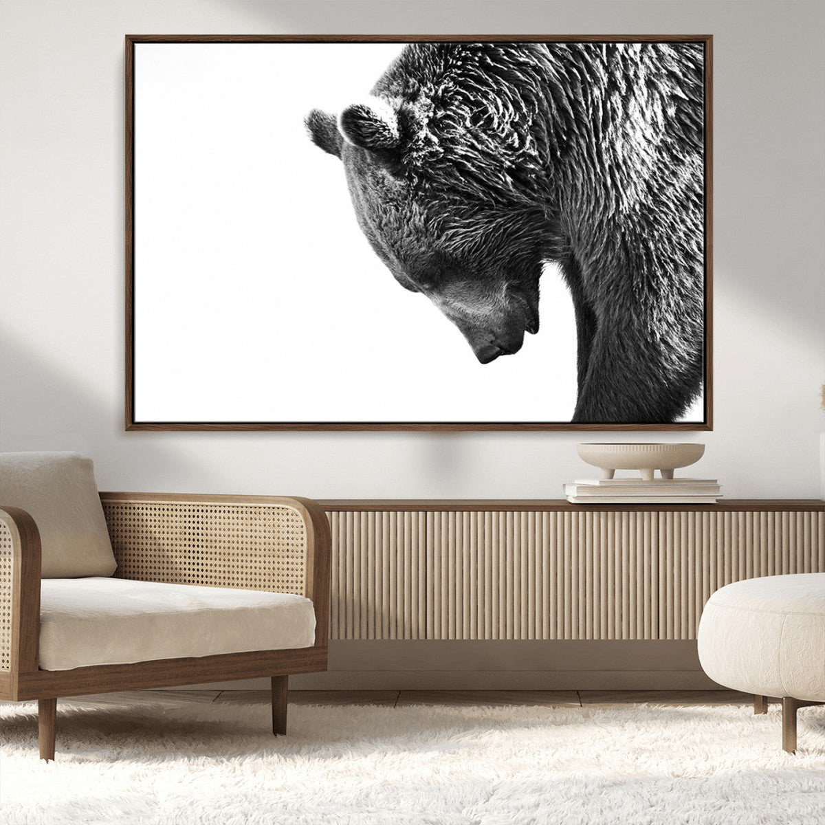 Black and White Grizzly 399 Bear Canvas Print Wall Art |
