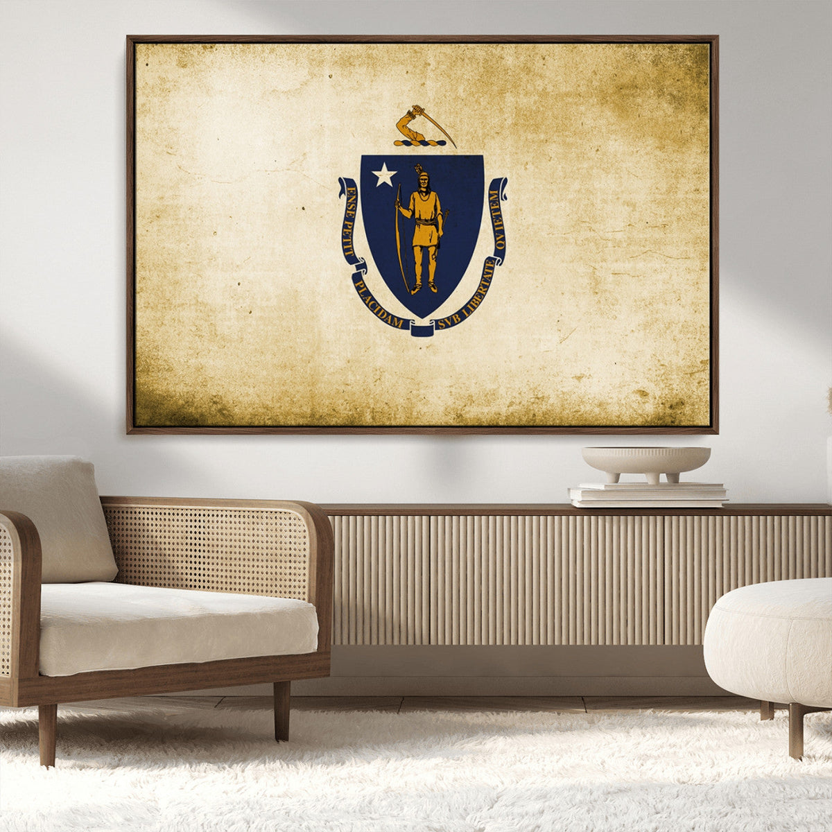 Massachusetts Flag Wall Art Canvas Print