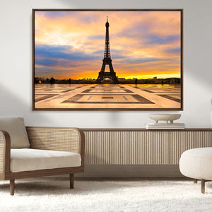 Paris Eiffel Tower Sunset Canvas Wall Art Print - Iconic