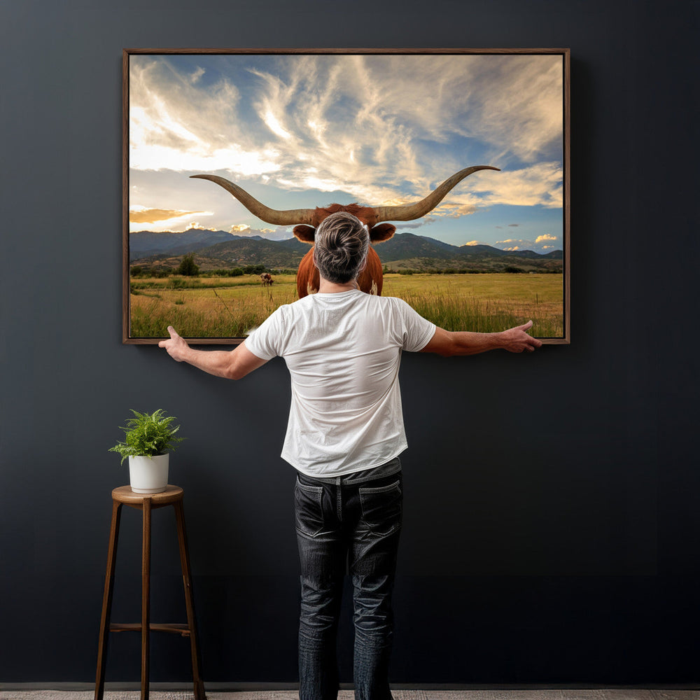 Texas Longhorn Canvas Wall Art – Majestic Triptych Animal