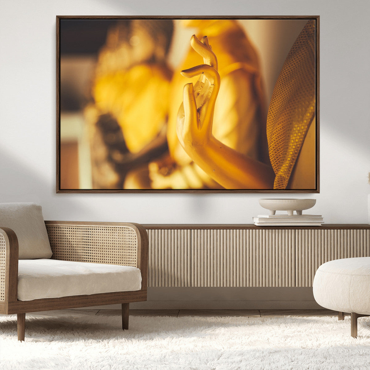 Gold Buddha Statue Hands Wall Art Canvas Print