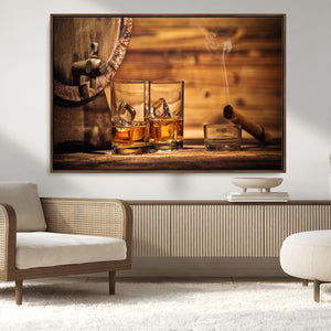 Rustic Whiskey and Barrel Canvas Print