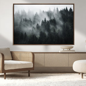 Foggy Forest Wall Art Canvas Print | 3 Panel Large Misty