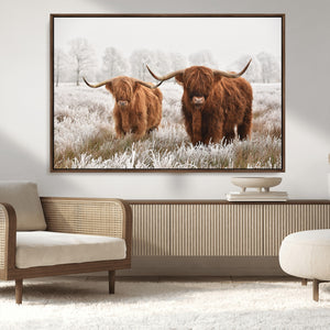 Longhorn Cattle Wall Art Canvas Print, Framed Farmhouse