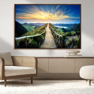 Mountain and Sunset Wall Art Canvas Print