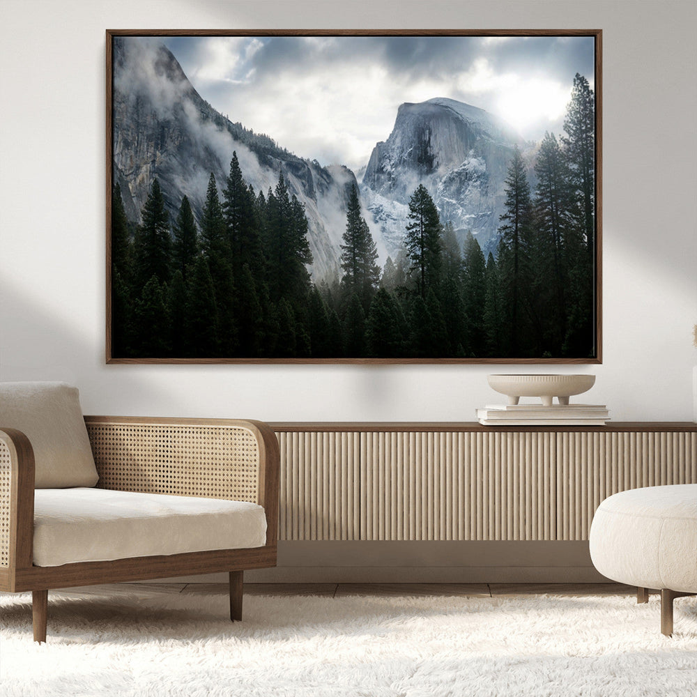 Yosemite National Park El Capitan Foggy Mountain Wall Art |