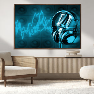 Music and Microphone Wall Art Canvas Print