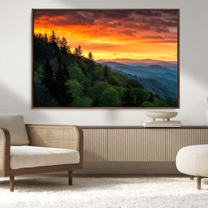 Forest Landscape Wall Art Sunset Canvas, Forest Sunset