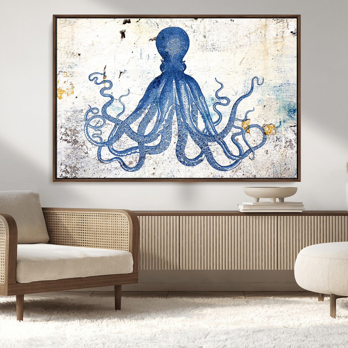 Octopus Canvas Wall Art | Coastal Marine Life Artwork for