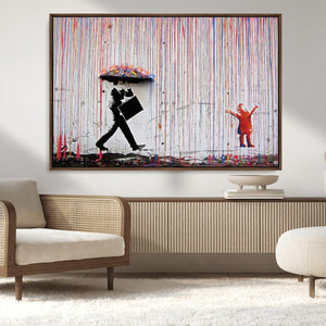 Banksy Wall Art Canvas Print, Framed Graffiti Art Picture