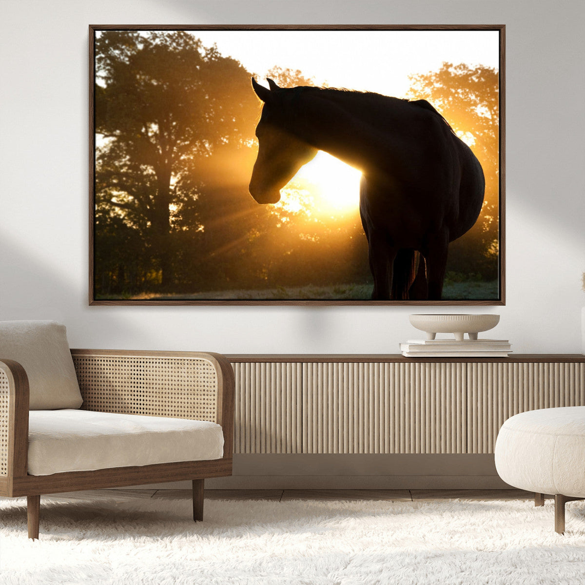 Horse at Sunset Wall Art Animal Canvas Print
