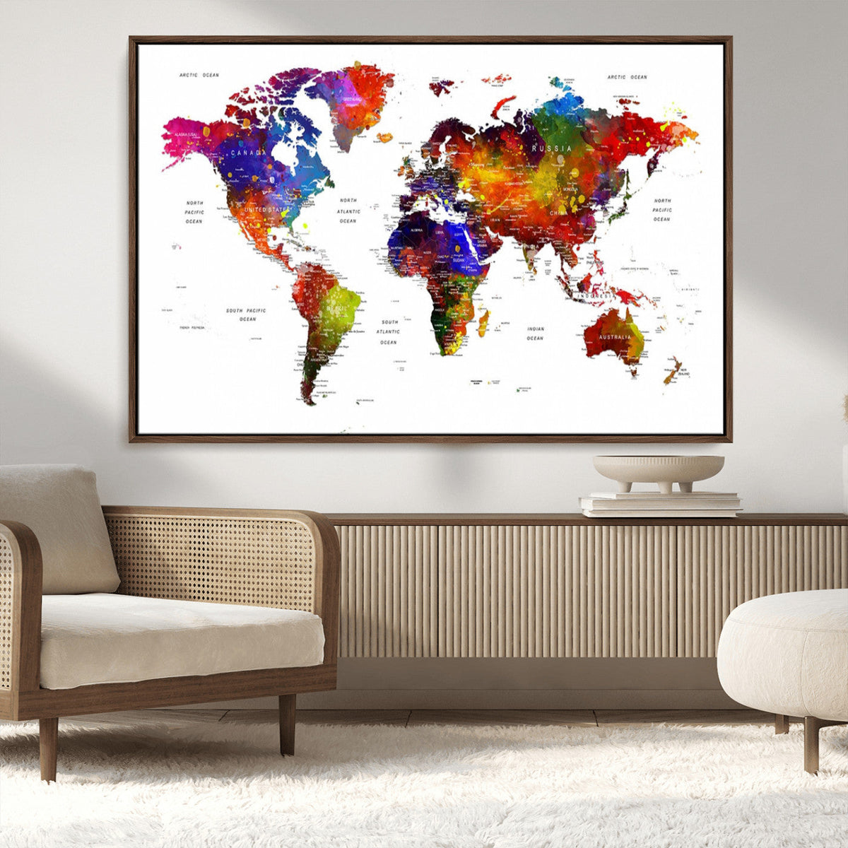 World Map Canvas Print – Detailed Map of the World Wall Art